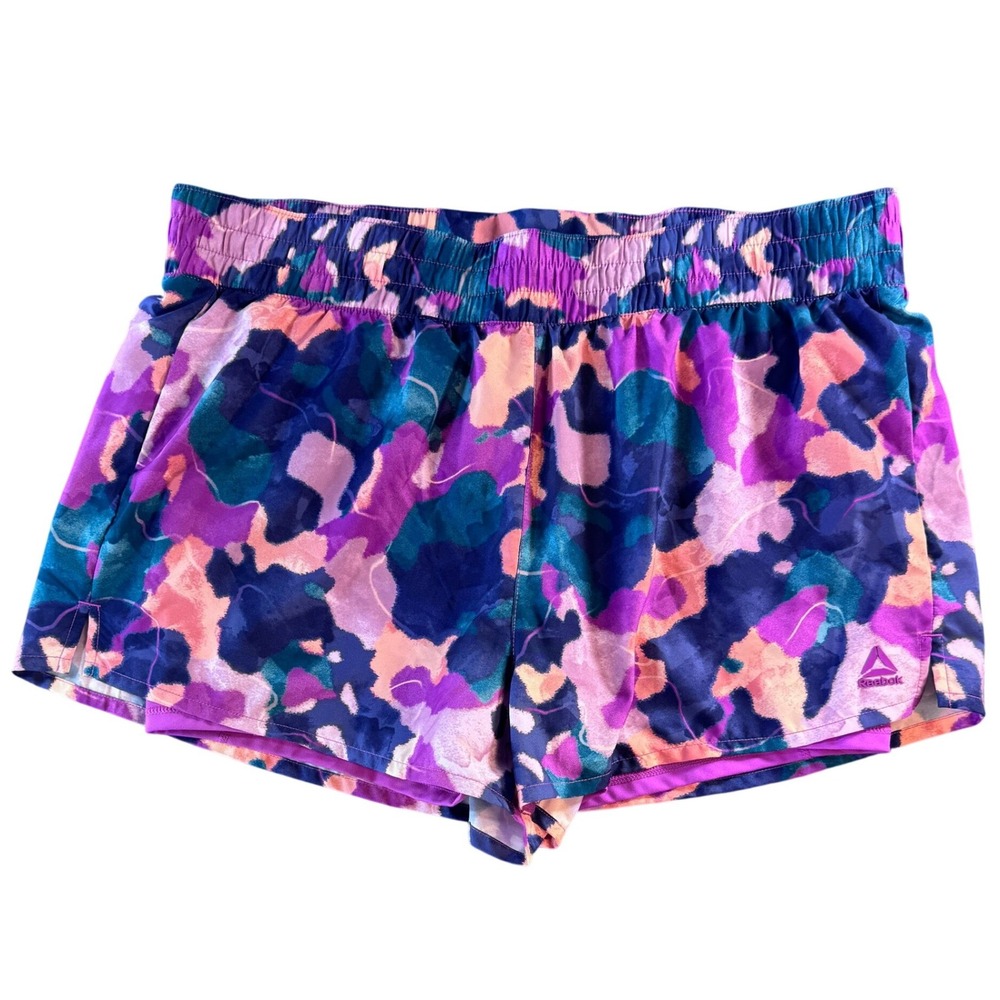 Reebok‎ Women's 2-in-1 Running Shorts Abstract Floral Purple XXL